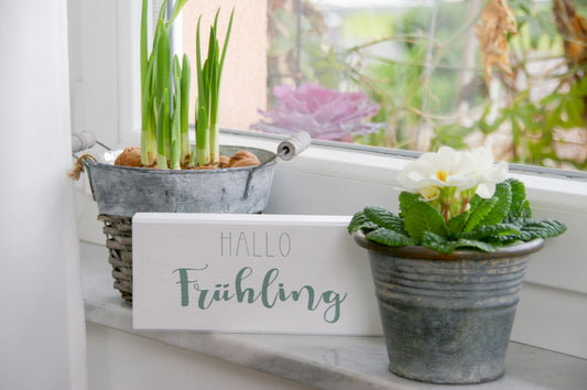 Hallo Frühling Holzaufsteller