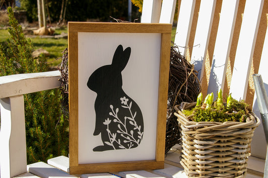 Osterschild Hase mit Blümchen