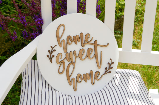 Rundes 3D Holzschild ''Home Sweet Home''